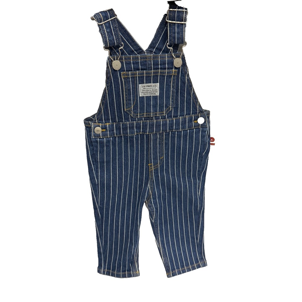 Levi's Baby Conductor Stripe Denim Overalls 12M NWT‎ Choo Choo Train - Picture 3 of 7